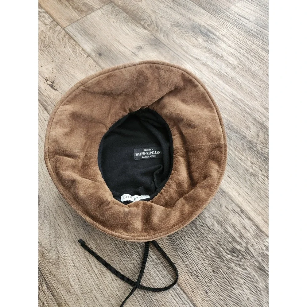 Vintage Eric Javits Packable Bucket Hat Suede Brown One Size Water Repellent - Picture 3 of 11